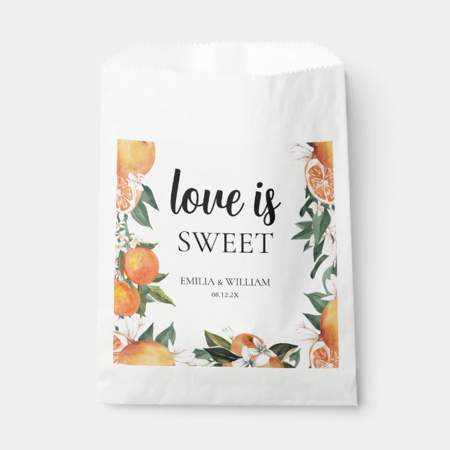 Romantic Oranges Citrus Wedding Favor Bag (Front)