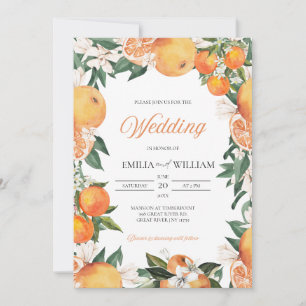 Romantic Oranges Citrus Wedding Photo Invitation