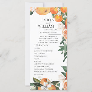 Romantic Oranges Wedding Ceremony Program