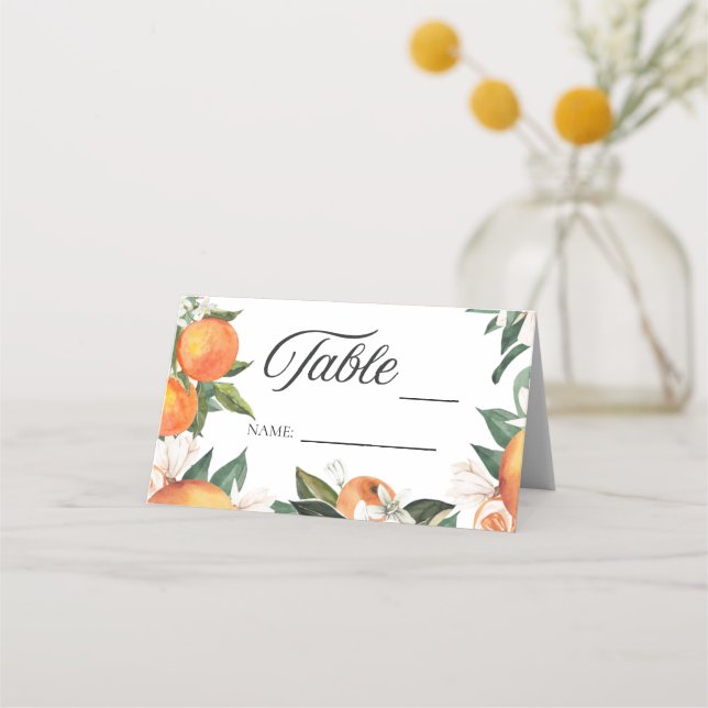 Romantic Oranges Wedding Table Number Place Card (Front)