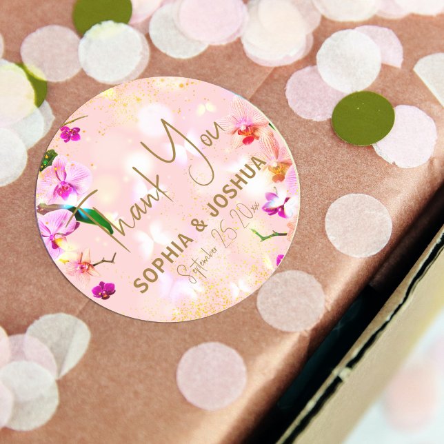 Romantic Orchid Bouquet Elegant Classy Wedding Classic Round Sticker (Creator Uploaded)