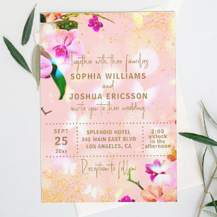 Romantic Orchid Bouquet Elegant Classy Wedding Invitation