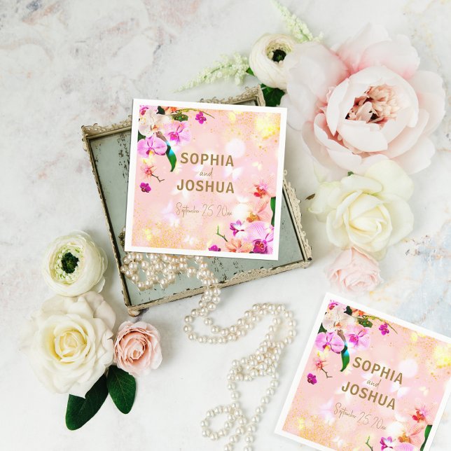 Romantic Orchid Bouquet Elegant Classy Wedding Napkins (Creator Uploaded)