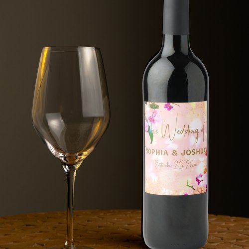 Romantic Orchid Bouquet Elegant Classy Wedding Wine Label