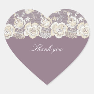 Romantic Orchid Purple Floral Bridal Shower Heart Sticker