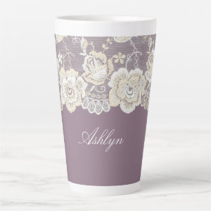 Romantic Orchid Purple Floral Bridal Shower Latte Mug