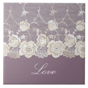 Romantic Orchid Purple Floral Love Ceramic Tile