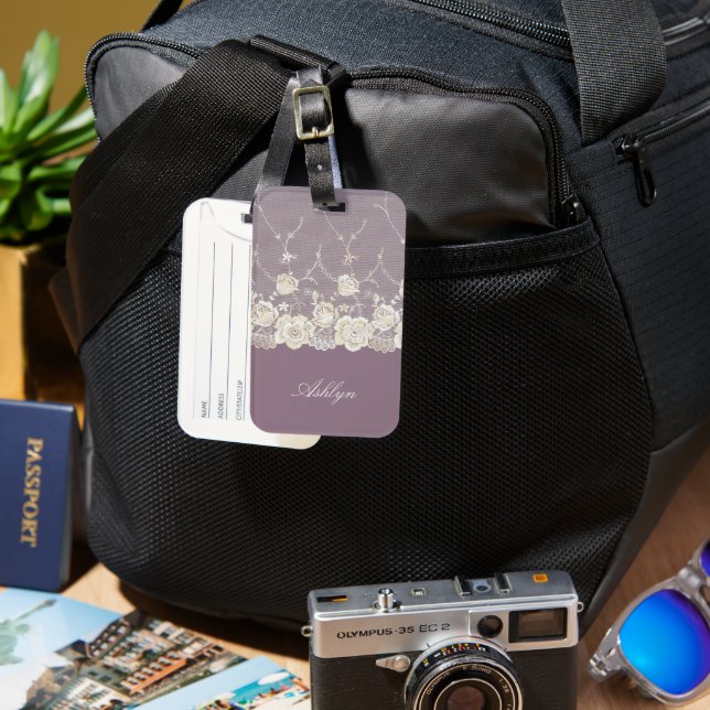 Romantic Orchid Purple Floral   Luggage Tag (Front & Back)