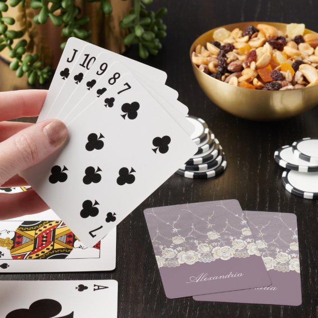 Romantic Orchid Purple Floral   Poker Cards (In Situ)
