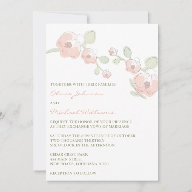 Romantic Orchid Wedding Invitation (Front)