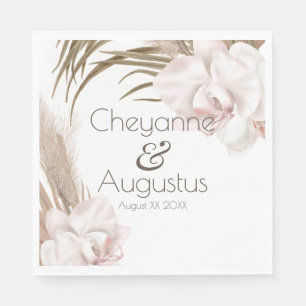 Romantic Orchids and Pampas Grass Napkins