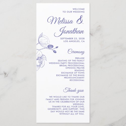 Romantic orchids elegant modern wedding program