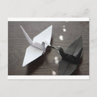romantic origami cranes postcard