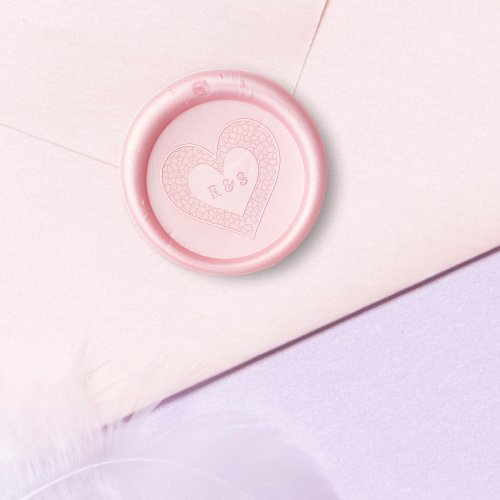Romantic Original Modern Fake Lace Heart Initials Wax Seal Stamp