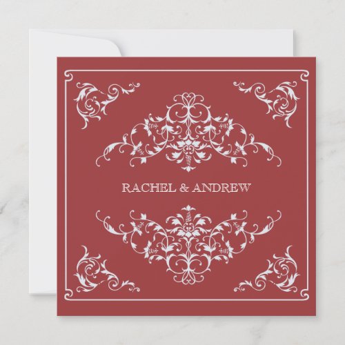 Romantic Ornaments Wedding Crimson Invitation