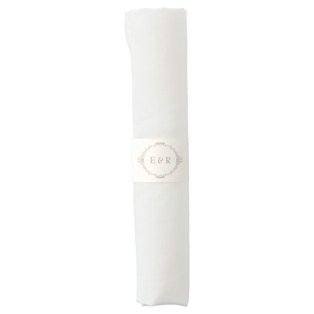Romantic Ornate Baroque Frame Monogram Wedding Napkin Bands (Front)