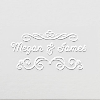 Romantic Ornate Borders Couple Wedding Monogram Embosser