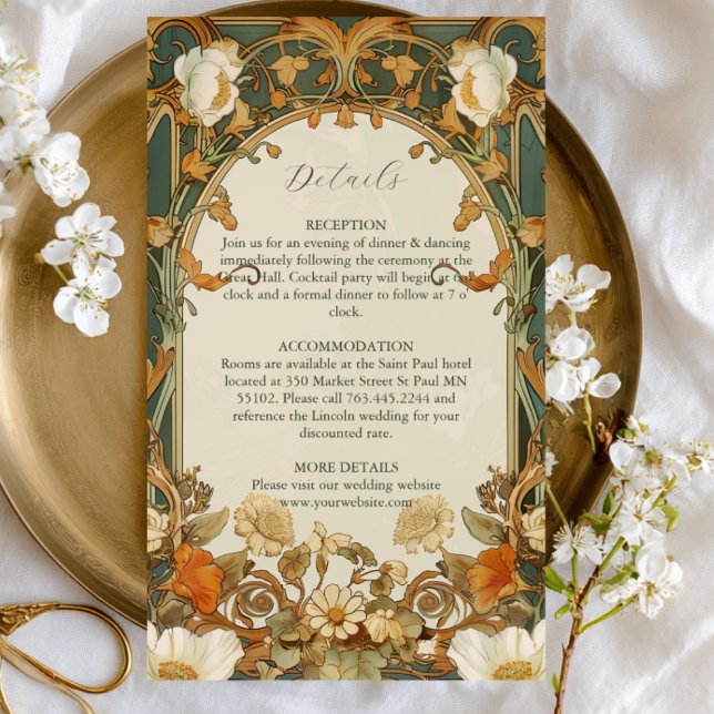 Romantic Ornate Frame Greenery Wedding Enclosure Card (Creator Uploaded)