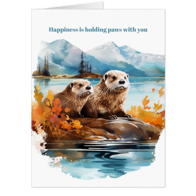 Romantic Otter Love Card (Front)
