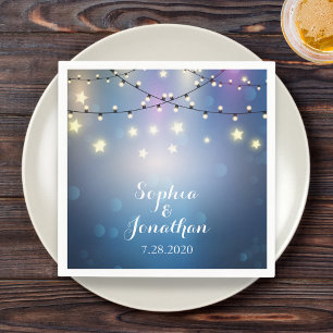 Romantic Outdoor Wedding Twinkle String Lights Paper Napkins