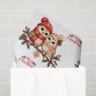 Romantic Owl Couple Cozy Scandinavian Christmas Tissue Paper