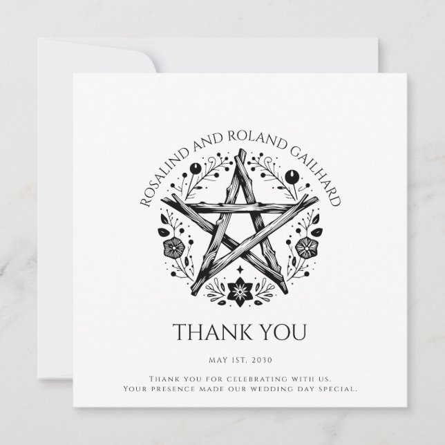 Romantic Pagan Wicca Wedding Flat Thank You Card (Front)