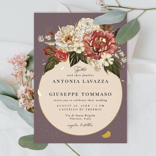 Romantic Painted Floral Wedding Gold Foil Invitation (Creator Uploaded)