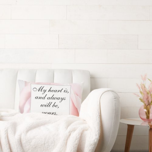 Romantic Pale Pink Floral Jane Austen Love Quote Lumbar Pillow