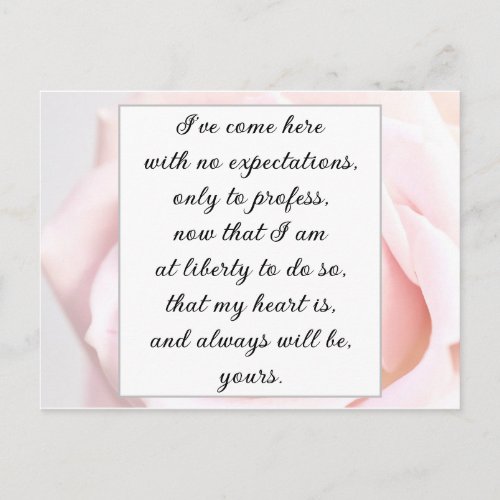Romantic Pale Pink Floral Jane Austen Love Quote Postcard