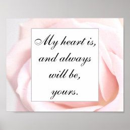 Romantic Pale Pink Floral Jane Austen Love Quote Poster