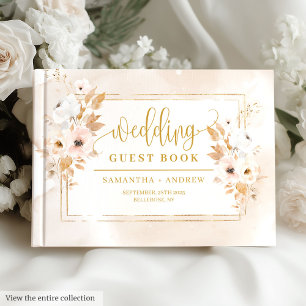 Romantic Pale Pink Gold Frame Wedding Guest Book