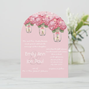 Romantic Pale Pink Mason Jar Firefly Wedding Invitation