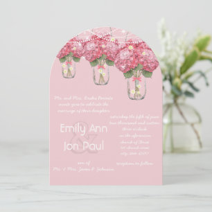 Romantic Pale Pink Mason Jar Firefly Wedding Invitation