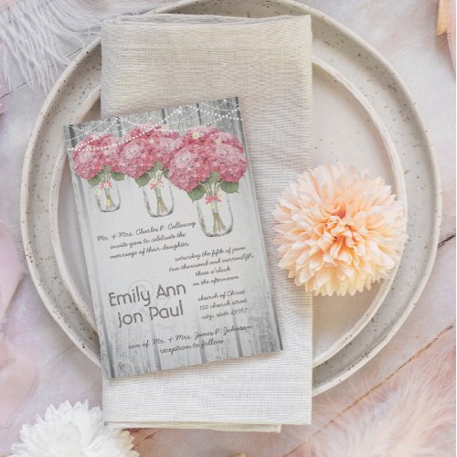 Romantic Pale Pink Mason Jar Firefly Wedding Invitation