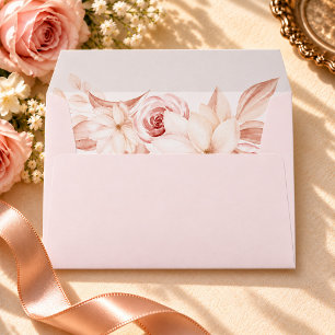 Romantic Pale Pink Roses Wedding Envelope