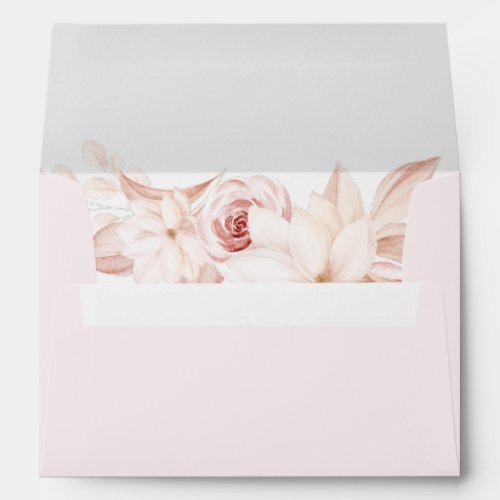 Romantic Pale Pink Roses Wedding Envelope