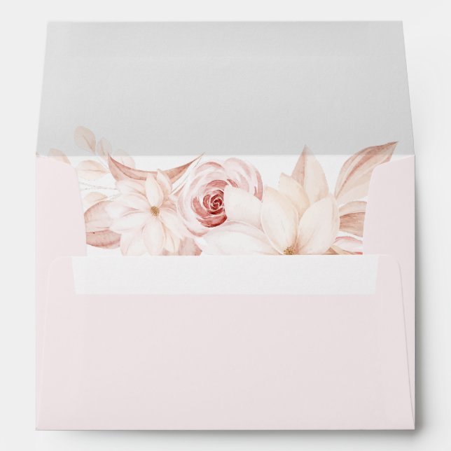 Romantic Pale Pink Roses Wedding Envelope (Back (Bottom))