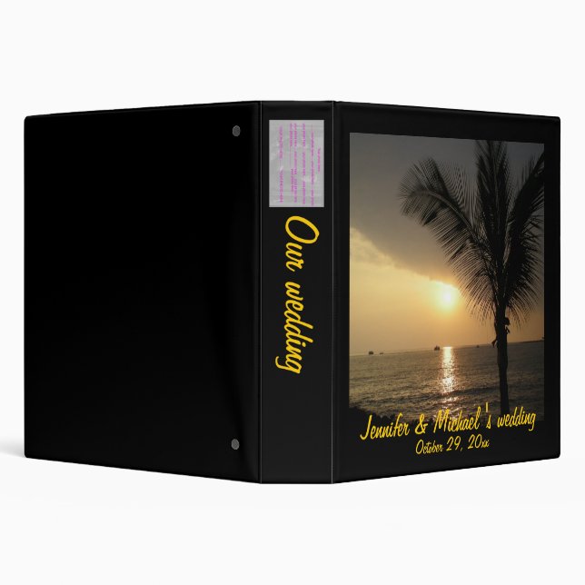 Romantic Palm Tree Beach Sunset Photo Album Binder (Background)