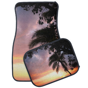 Romantic Palm Tree Sunset Car Floor Mat