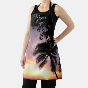 Romantic Palm Tree Sunset Personalized Apron