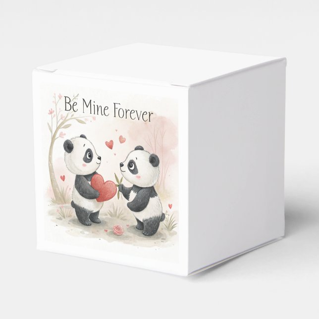 Romantic Panda Card – Be Mine Forever Favor Boxes (Front Side)