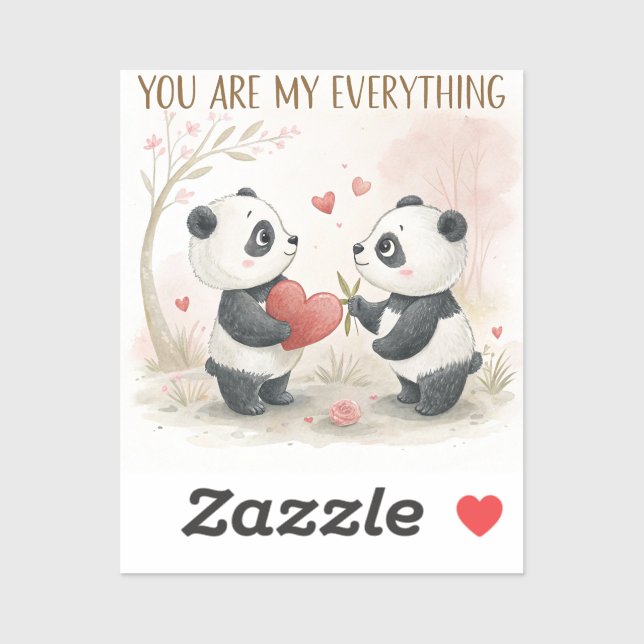 Romantic Panda Card  Sticker (Sheet)