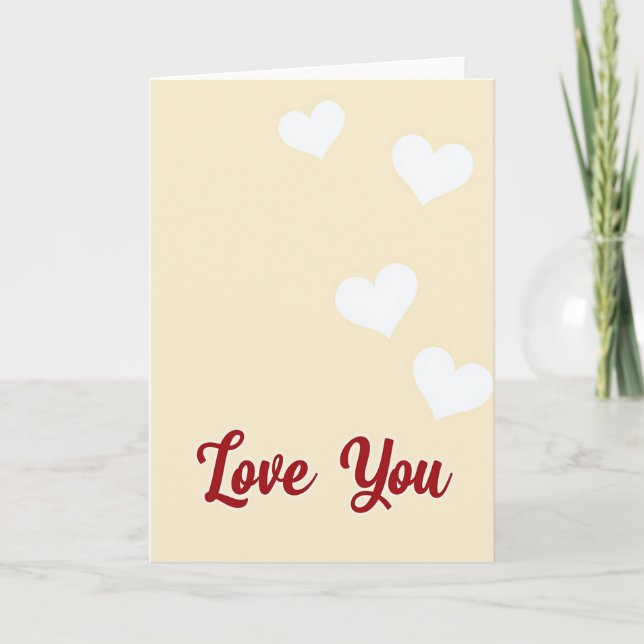Romantic Paper Hearts Love You Card (Front)