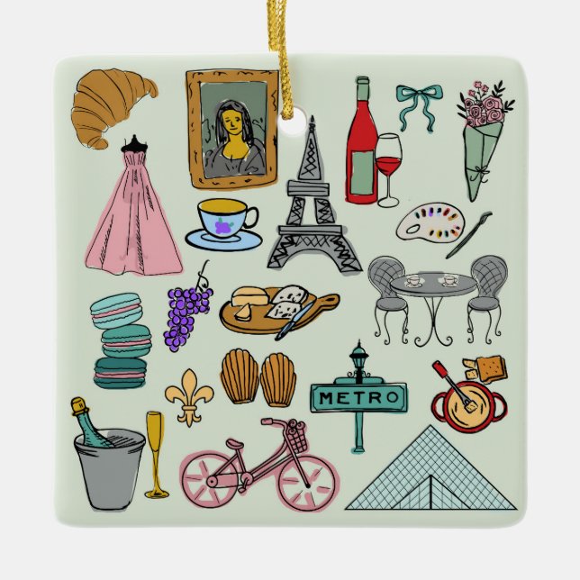 Romantic Paris Ceramic Ornament (Front)