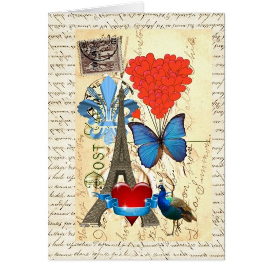 Romantic Paris collage Cards (Front)