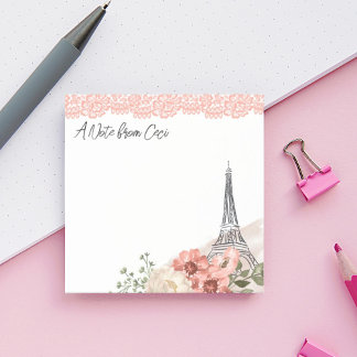 Romantic Paris Eiffel Tower Floral Post-it Notes