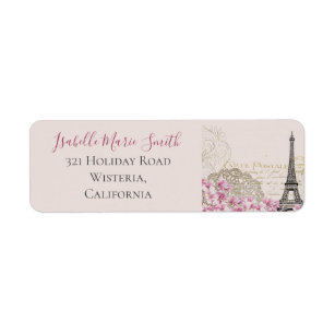 Eiffel Tower and Paris Watercolor Personalized Return Address Labels 60 Labels 