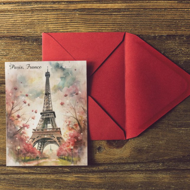 Romantic Paris Eiffel Tower Watercolor Floral Postcard (Romantic Paris Eiffel Tower Watercolor Floral Postcard)
