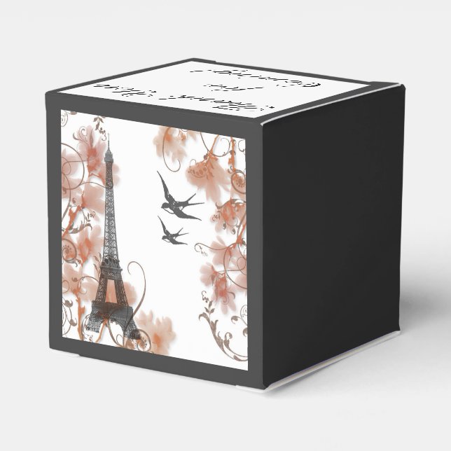 Romantic Paris Eiffel Tower wedding favor box (Back Side)