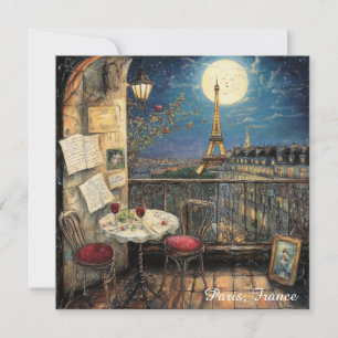 Romantic Paris France Eiffel Tower Illustration